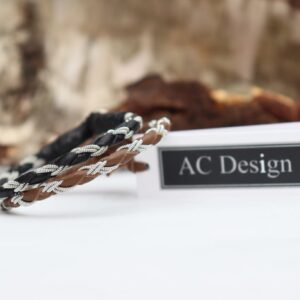 Handmade Sami bracelet Glaser round braided in genuine leather and pewter wire